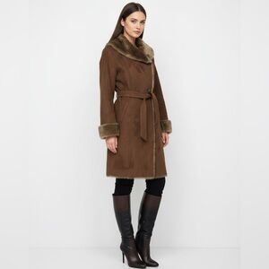 (#70)ESPRIT Faux Suede and Faux Fur Jacket